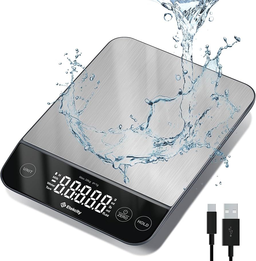 Etekcity Food Kitchen Scale 22lb, Digital Scale Weight Grams and Oz, IPX6 Waterproof, Type-C Rech... | Amazon (US)