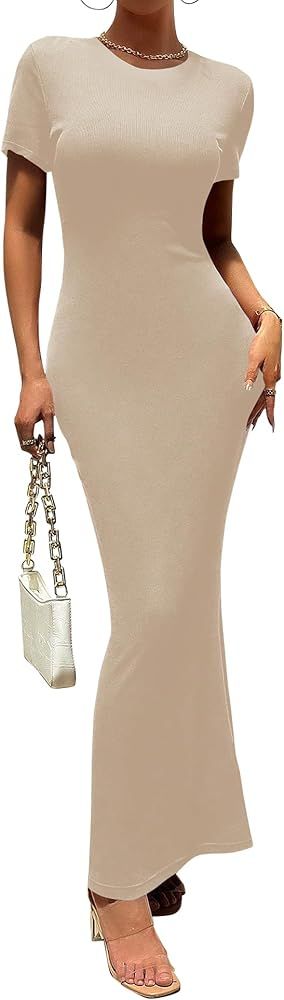 Amazon.com: LOMON Maxi Dresses for Women Summer Petite Casual 2024 Long Elegant Bodycon Trendy La... | Amazon (US)