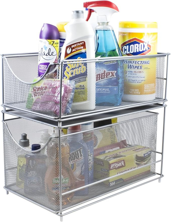 Sorbus Cabinet Organizer Set —Mesh Storage Organizer with Pull Out Drawers—Ideal for Countert... | Amazon (US)