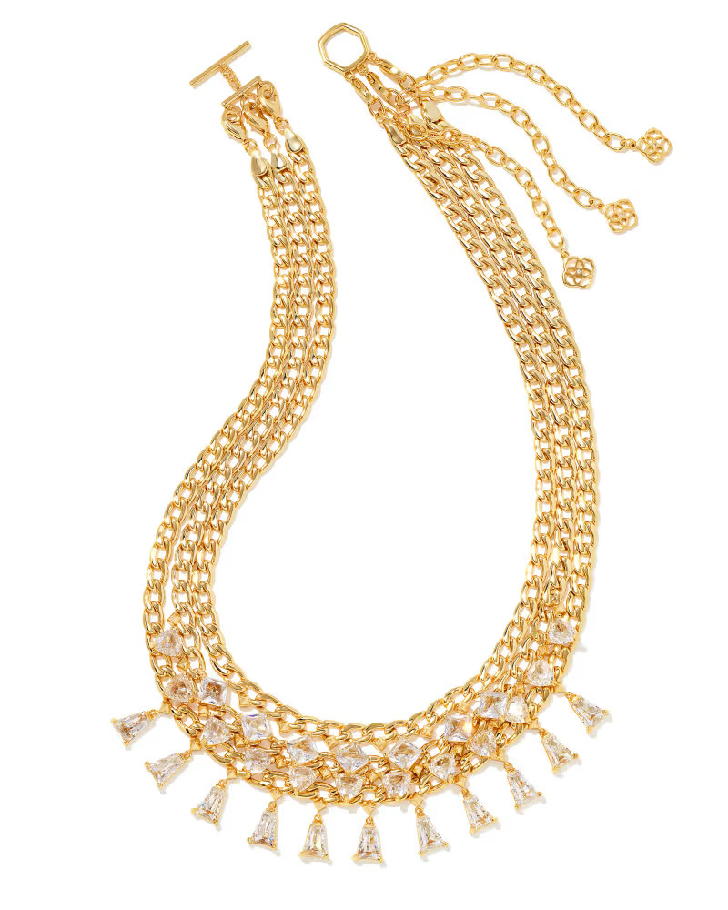Blair Gold Jewel Convertible Statement Necklace in White Crystal | Kendra Scott