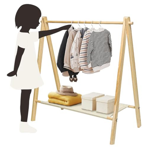 Garment Rack with Bottom Storage Shelf, Pine Wood, Dress up Rack for Kids, 35" Width | Amazon (US)