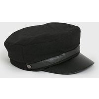 Black Leather-Look Trim Baker Boy Hat New Look | New Look (UK)