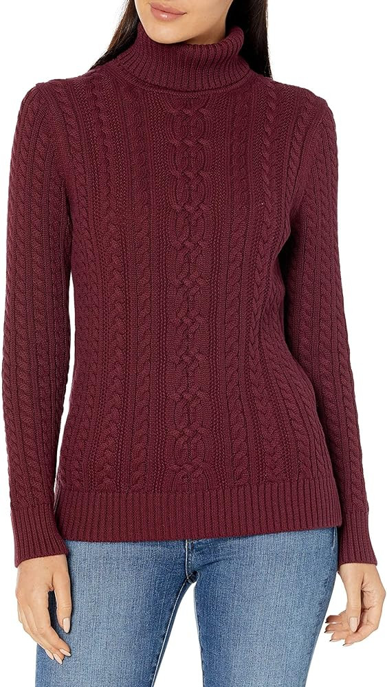 Amazon Essentials Women's Fisherman Cable Turtleneck Sweater (Available in Plus Size) | Amazon (US)