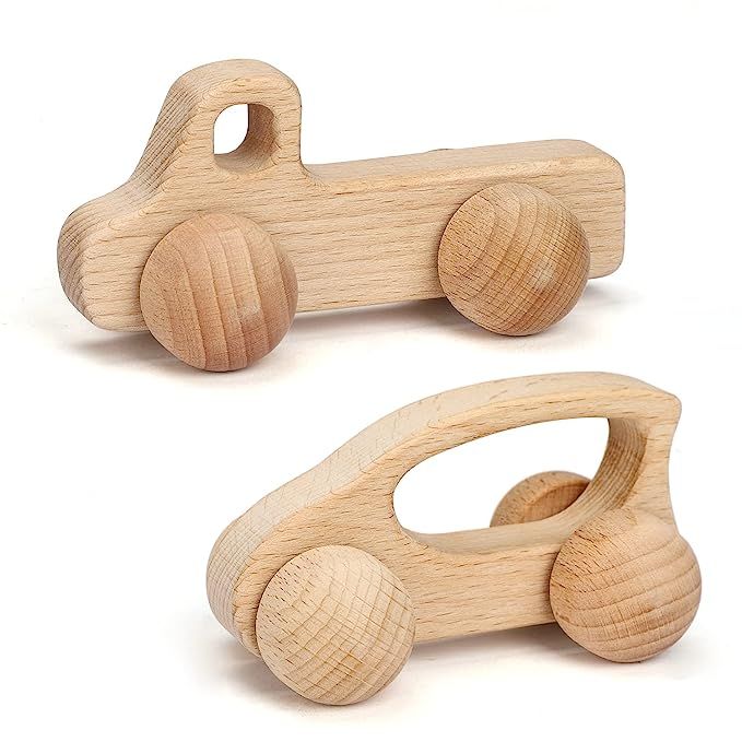 Amazon.com: TOY Life Wooden Cars for Toddlers 1-3 Years Old - 2 Wooden Toy Cars for Babies - Baby... | Amazon (US)