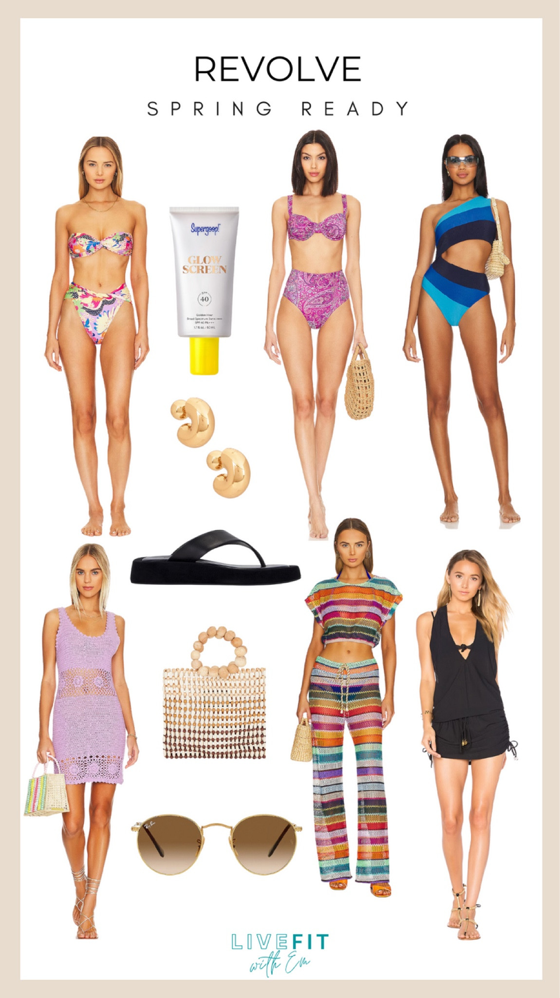 Spring into style with these Revolve essentials! 🌸 Dive into the season with a splash in chic swimwear, from playful patterns to sleek cuts. Protect your glow with must-have SPF, and accessorize with the coolest shades and statement earrings. Stride in comfort with stylish slides, and carry your sunshine in trendy totes. From crochet dresses to colorful knits, these picks are your ticket to a fashionable spring. Swipe up to shop and bloom with confidence! #RevolveSpring #BeachReady #FashionFinds

#LTKbeauty #LTKstyletip #LTKswim