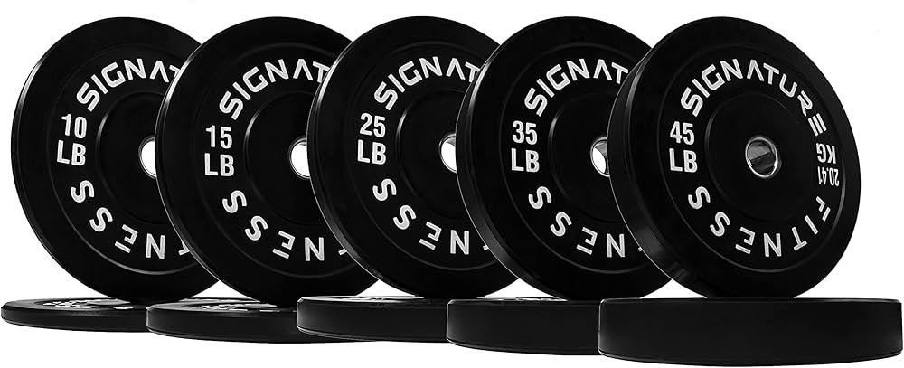 Signature Fitness 2" Olympic Bumper Plate Weight Plates with Steel Hub, Pairs, Sets or Sets with ... | Amazon (US)