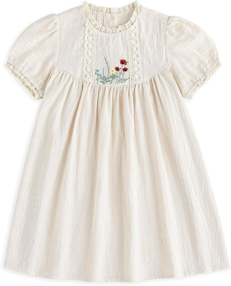 Simplee kids Baby Girl Dress Toddler Casual Dresses Summer Solid Color Floral Girl Clothes | Amazon (US)