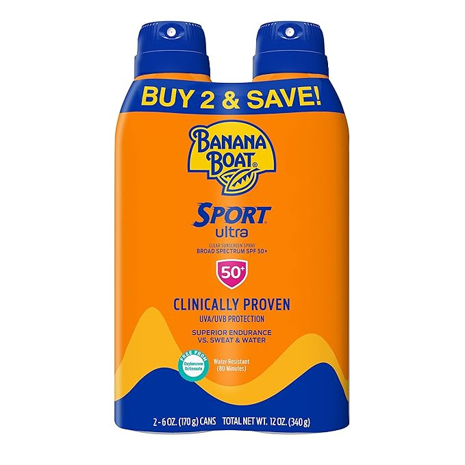 Banana Boat Sport Ultra SPF 50 Sunscreen Spray Twin Pack | Banana Boat Sunscreen Spray SPF 50, Sp... | Amazon (US)