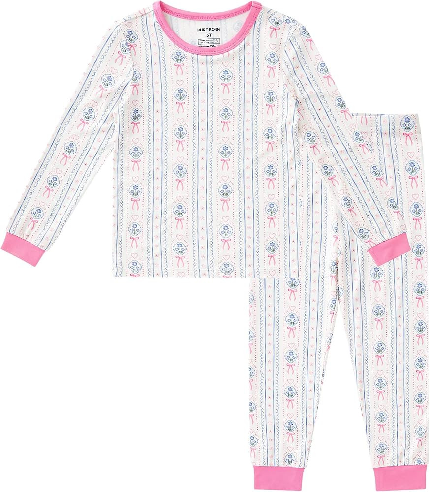 pureborn Baby Viscose from Bamboo Pajamas Set Toddler Girl Sleepwear 12M-8Y | Amazon (US)
