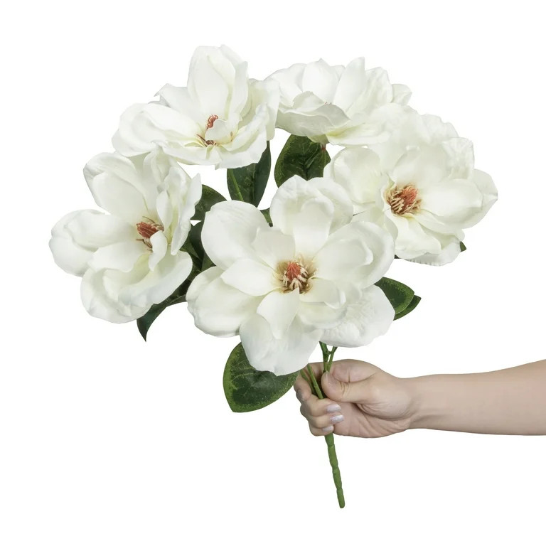 19-inch Artificial Silk White Magnolia Bush, for Indoor Use, by Mainstays - Walmart.com | Walmart (US)