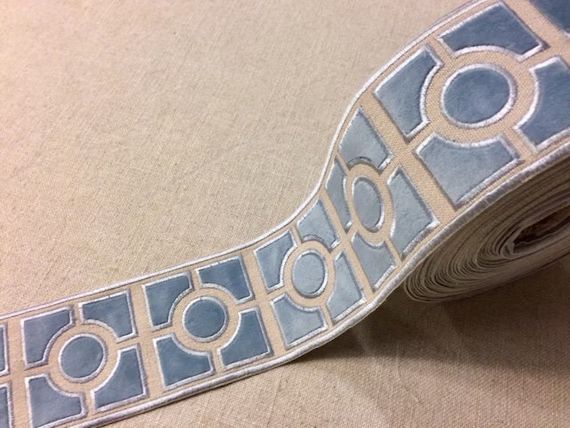 Cream & Light Blue High Quality Woven Embroidery Trim Tape | Etsy | Etsy (US)