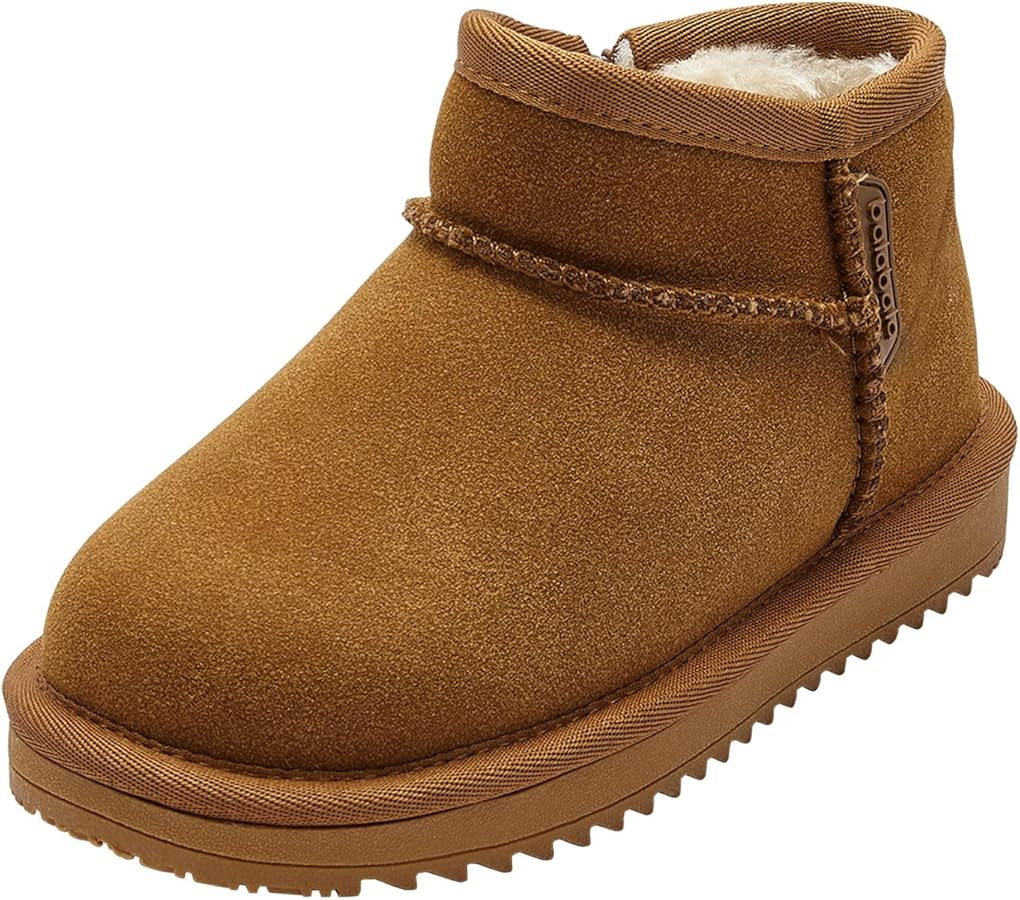 Balabala Kids Suede Winter Snow Boots, Classic Zip Up Warm Fur Mini Snow Boots for Toddler Boys G... | Amazon (US)