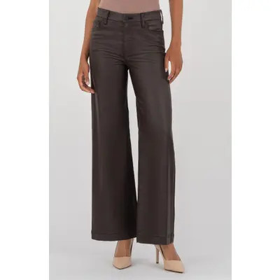 KUT from the Kloth Meg Coated High Waist Wide Leg Jeans in Forest at Nordstrom, Size 0 | Nordstrom