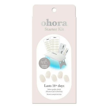 Ohora Semi-Cured Gel Nail Starter Kit with Mini LED Lamp Cream Cotton 30 Count | Walmart (US)