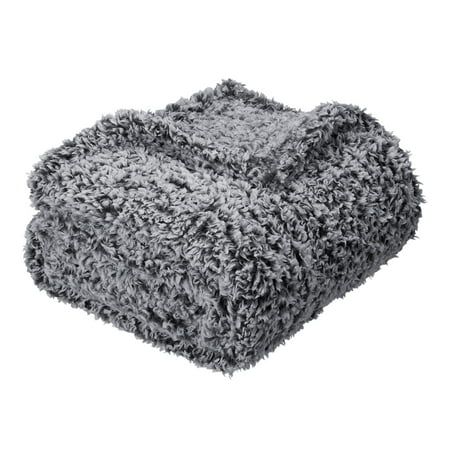 Mainstays Extra Plush Lightweight Sherpa Throw Blanket, 50" x 60", Gray | Walmart (US)