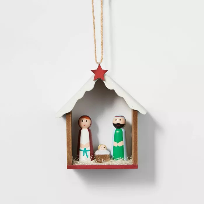 Nativity Scene Christmas Tree Ornament Red Christmas Tree Ornament - Wondershop™ | Target