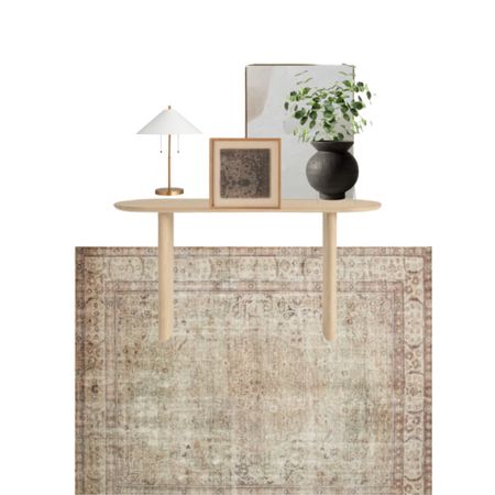Asymmetrical entryway design board, console table, loloi rug, neutral rug, console table styling, layered art, table lamp

#LTKhome #LTKunder100 #LTKunder50