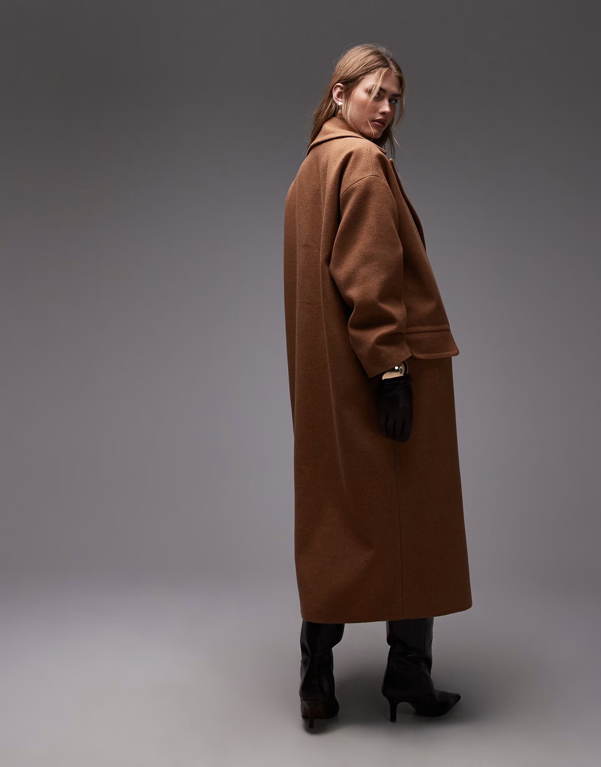 ASOS DESIGN wool-blend oversized cocoon sleeve maxi coat in camel | ASOS (Global)