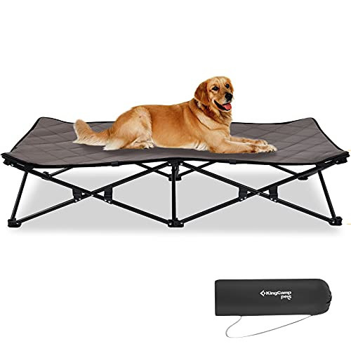 KingCamp Foldable Large Dog Bed Portable Outdoor Camping Dog Bed Cooling Elevated Dog Bed Stable Folding Raised Pet Cot with Washable Mesh Travel Dog Bed for Big Dogs Weight 110 lbs & Up | Amazon (US)