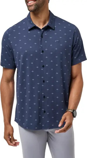 Shore of It Geo Print Short Sleeve Button-Up Knit Shirt | Nordstrom