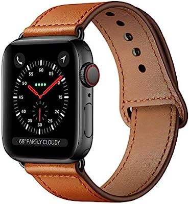 KYISGOS Compatible with iWatch Band 44mm 42mm, Genuine Leather Replacement Band Strap Compatible ... | Amazon (US)