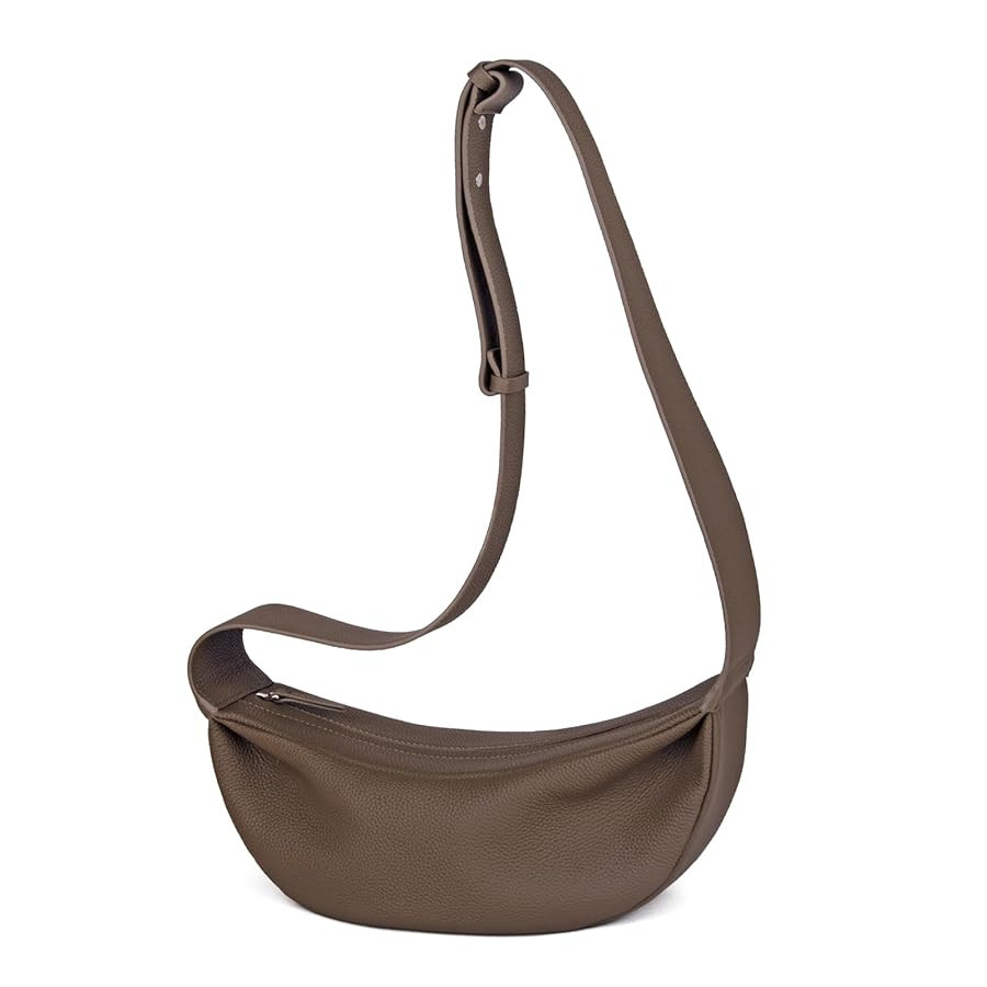 Genuine Leather Sling Bags Crossbody Women, Minimalist Style Casual Chest Bags with Wide Strap | Amazon (US)