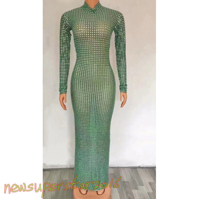 Women Performance Costume Dress Fake Diamond Decoration Black / Green Skirt  | eBay | eBay US