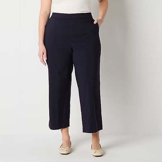 Liz Claiborne-Plus Womens Mid Rise Wide Leg Pull-On Pants | JCPenney