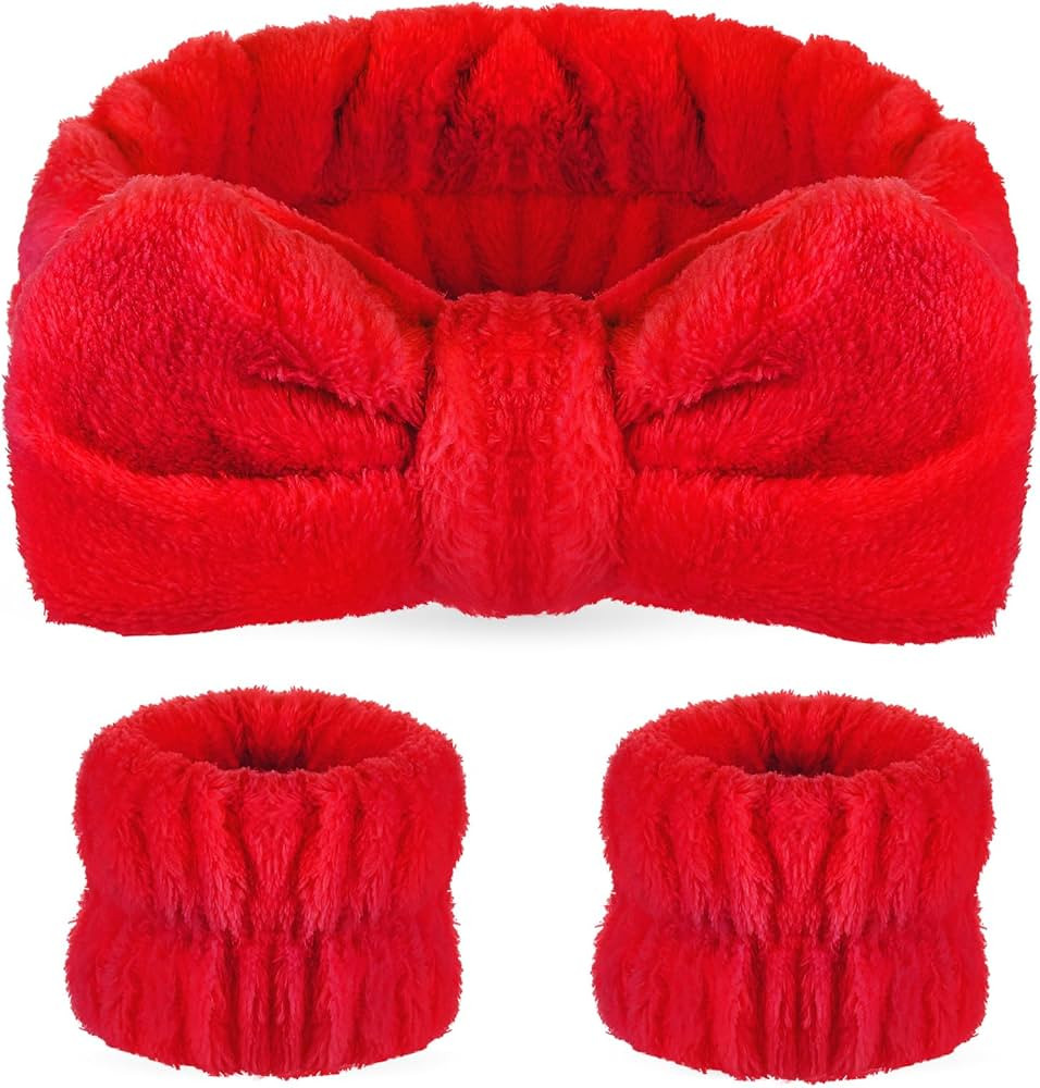 Hanaive 3 Pcs Face Wash Headband and Wristband Set Bow Spa Headbands Face Wash Arm Cuffs for Wome... | Amazon (US)