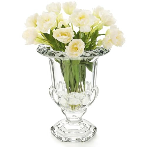 Amazon.com: ELFULLY 8 Inch Glass Urn Vase, Large Crystal Glass Vase, Vintage Vases for Centerpiec... | Amazon (US)