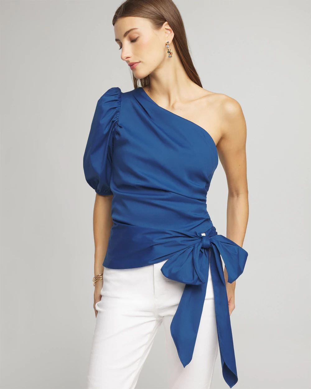 One Shoulder Poplin Blouse | White House Black Market