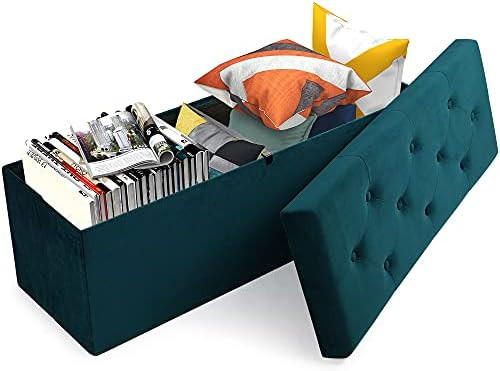 YITAHOME 43 Inches Folding 120L Storage Ottoman Bench, Velvet Footrest with 35mm high Elasticity ... | Amazon (US)