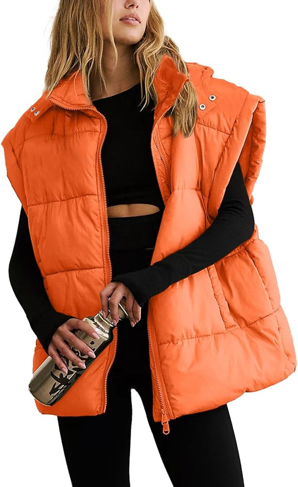 Women's Quilted Puffer Vest Lightweight Sleeveless Stand Collar Jackets Warm Puffy Padded Gilet | Amazon (US)