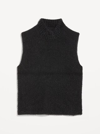 Sleeveless Mock-Neck Eyelash Sweater for Women | Old Navy (US)