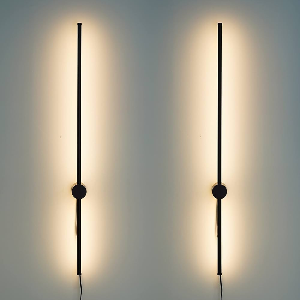 OIYIO Dimmable Modern Plug in Wall Sconce Set of 2 Matte Black LED Wall Light with Plug in Cord S... | Amazon (US)
