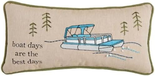 Mud Pie Boat Days Embroidered Pillow | Amazon (US)