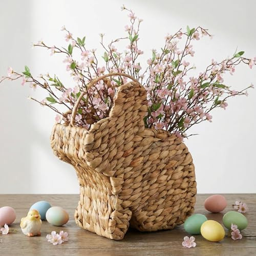 Hushee Wicker Easter Bunny Basket with Handle 9.8x11.8 Inch Cute Bunny Woven Picnic Basket for Kids Organizing Flowers Candy Easter Egg Empty for Candy Storage Toy Girl Party Supplies | Amazon (US)