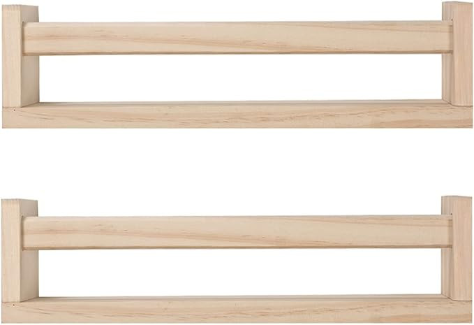 JORIKCHUO Nursery Book Shelves, Set of 2 Wood Floating Book Shelves for Kids Room, Kitchen Spice ... | Amazon (US)