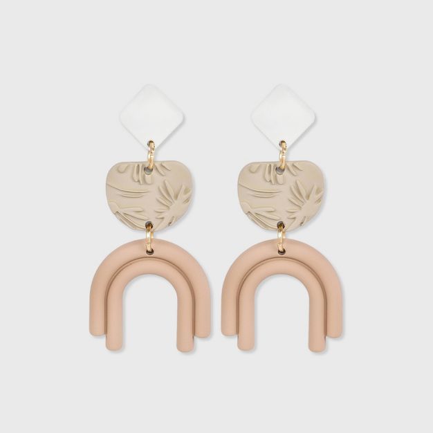 Embossed Floral and Double Arc Drop Earrings - Universal Thread™ | Target