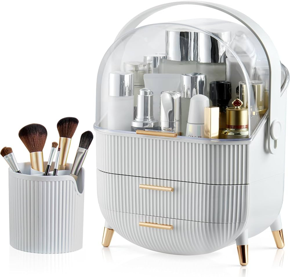 CANITORON Makeup Storage Organizer，Clear Cover Cosmetic Display Case with Two Tier Storage Box ... | Amazon (US)