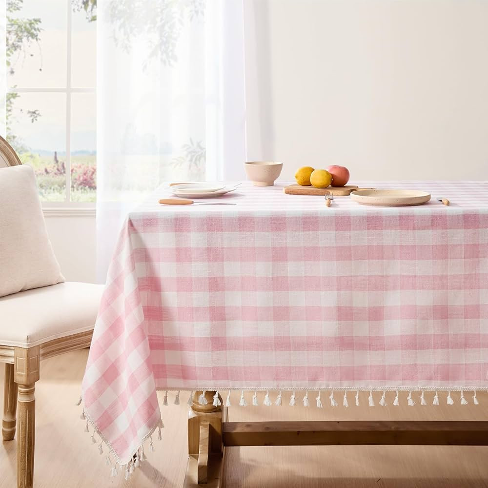 Softalker Checkered Tablecloth Rectangle, Heavy Weight Linen Gingham Outdoor Table Cloth with Tas... | Amazon (US)