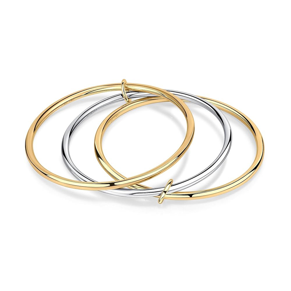 NOKMIT Triple Interlocked Stackable Bangle Bracelets for Women 3-Pack Two-Tone High Polished Stai... | Amazon (US)