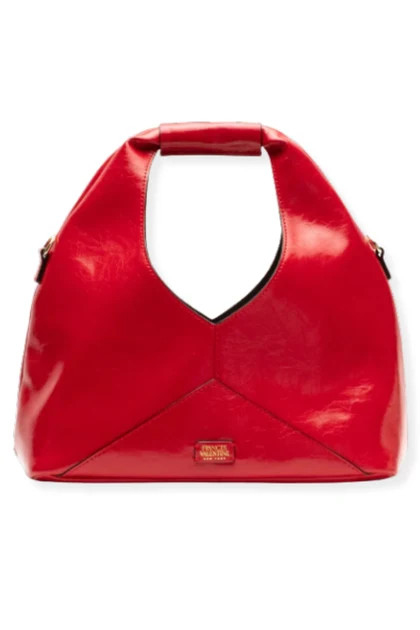 Frances Valentine Crescent Red Crinkled Leather Tote Bag | The Willow Tree