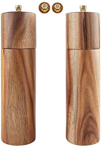 Salt and pepper grinders refillable，Acacia wood Pepper Grinder Pepper mill- salt grinder kit wi... | Amazon (US)