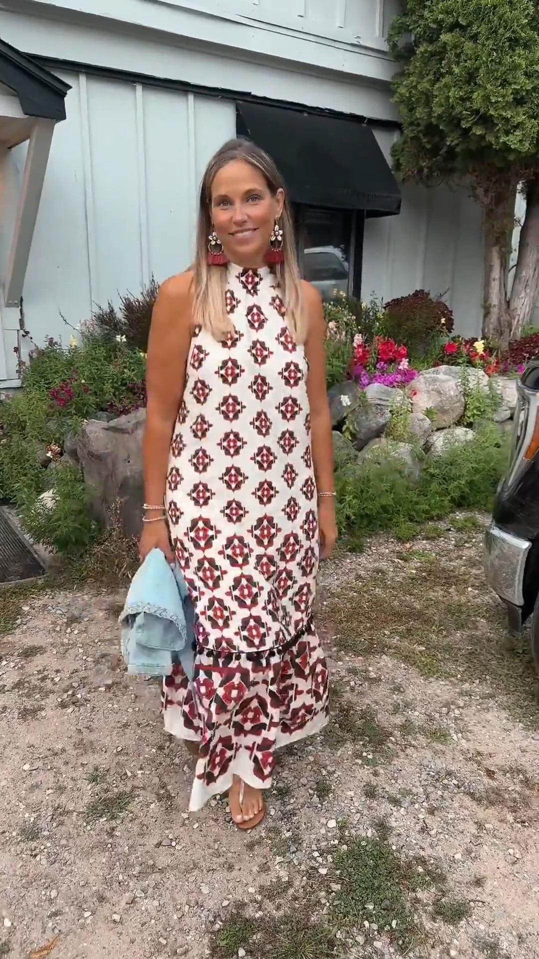 Loving this entire outfit that I got from Macy’s. I wore it the other day while out to dinner! The pattern and high neck on this dress really stand out! 

#LTKMidsize #LTKOver40 #LTKSeasonal