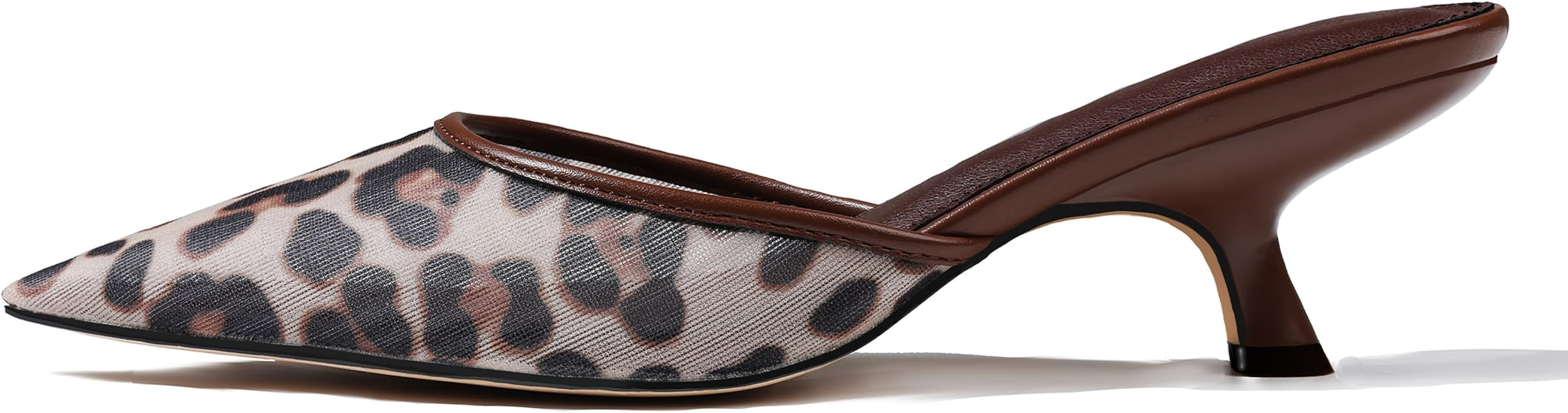 CELNEPHO Kitten Heels Closed Toe Heels for Women Slip On Comfortable Dress Pumps Slide Mesh Point... | Amazon (US)