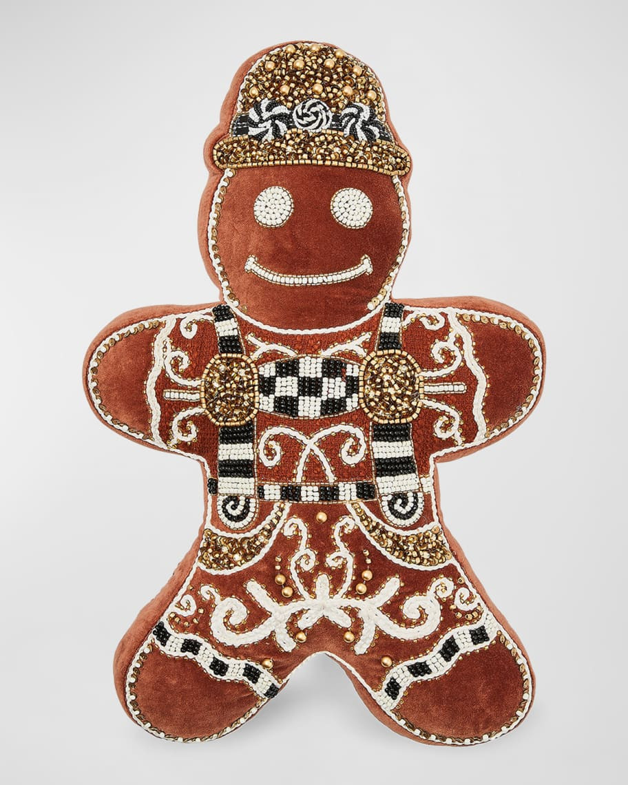 MacKenzie-Childs Gingerbread Boy Christmas Throw Pillow | Neiman Marcus