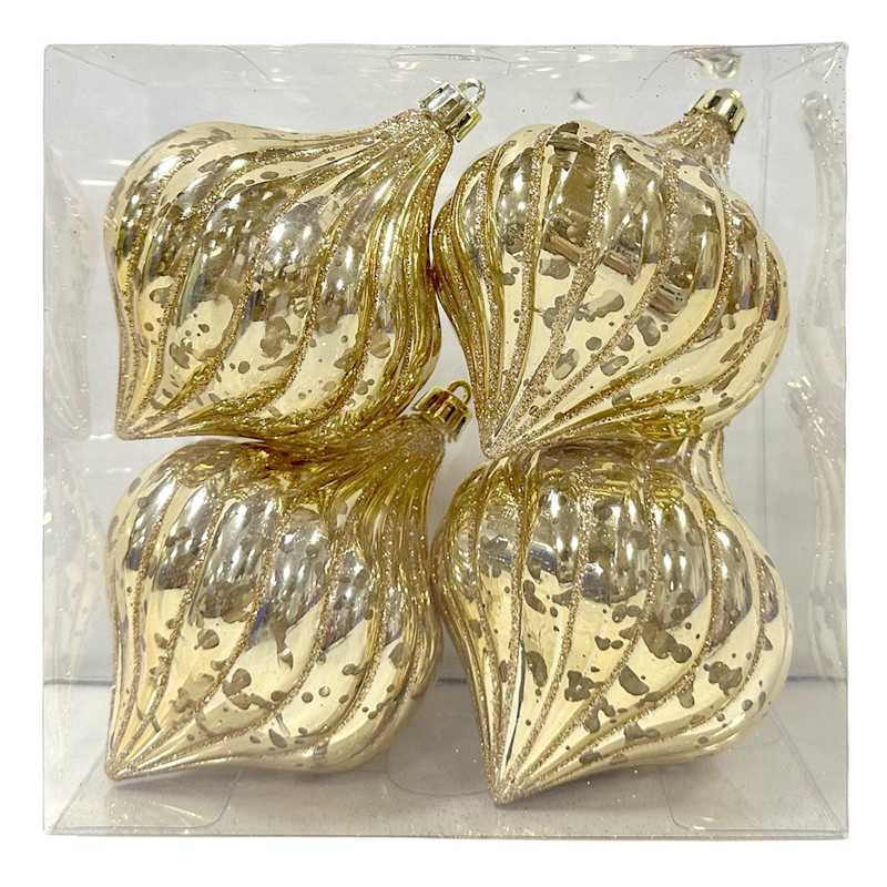 4-Count Gold Onion Ornaments, 3.3" | At Home