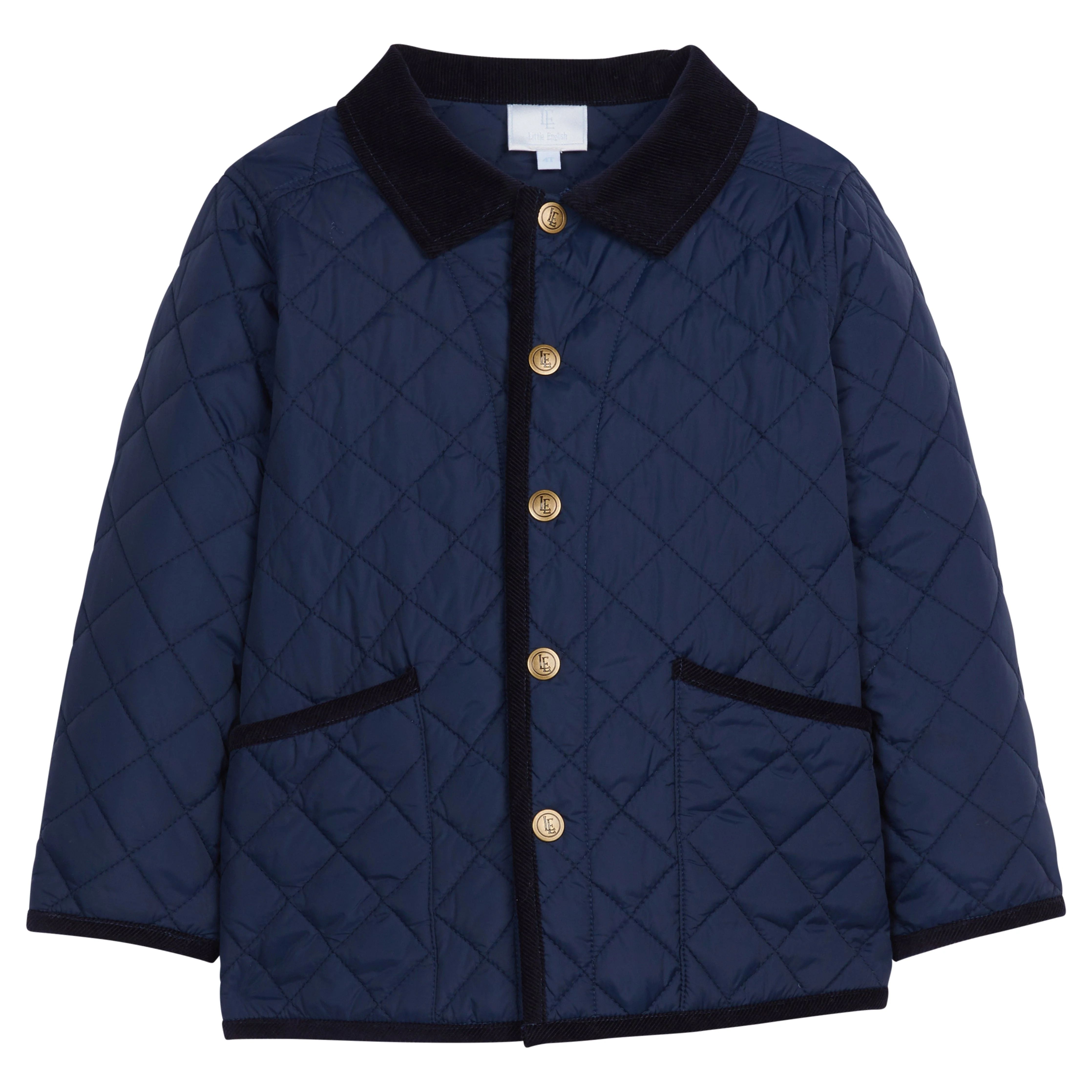 Navy Blue Quilted Jacket - Preppy Fall Outerwear for Kids | Little English