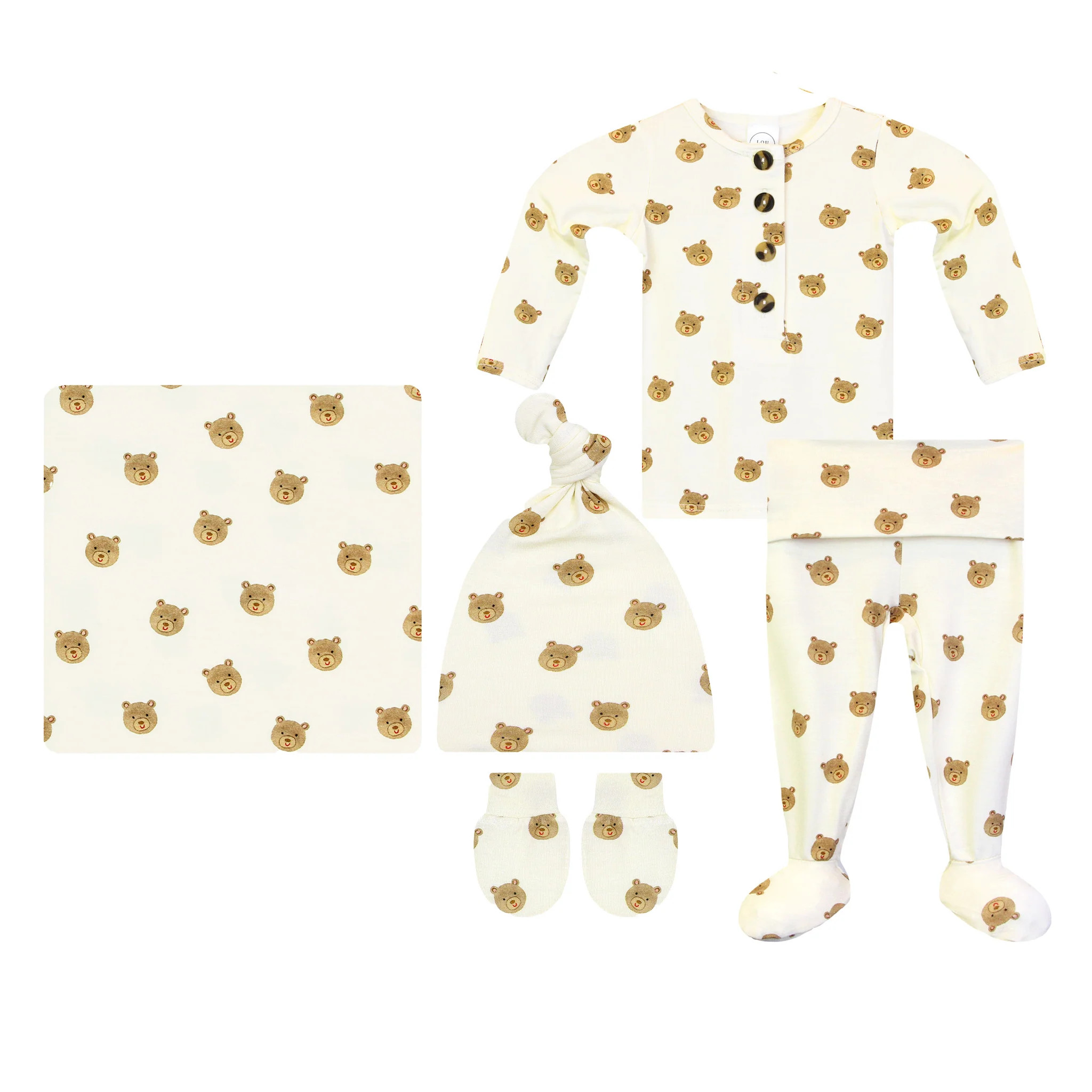 Teddy Newborn Hat Bundle (Top + Bottom) | Lou Lou & Company